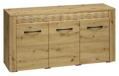 Sideboard kast / dressoir Glostrup 10 , kleur: eiken - afmetingen: 70 x 138 x 40 cm (H x B x D), met 3 deuren en 4 vakken