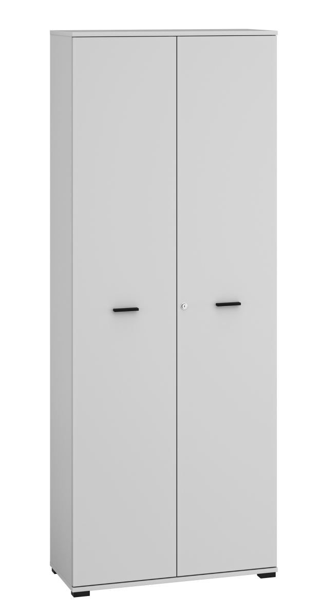 Toivala 01 kantoorkast, kleur: lichtgrijs - Afmetingen: 204 x 79 x 34 cm (H x B x D), met 2 deuren en 5 vakken