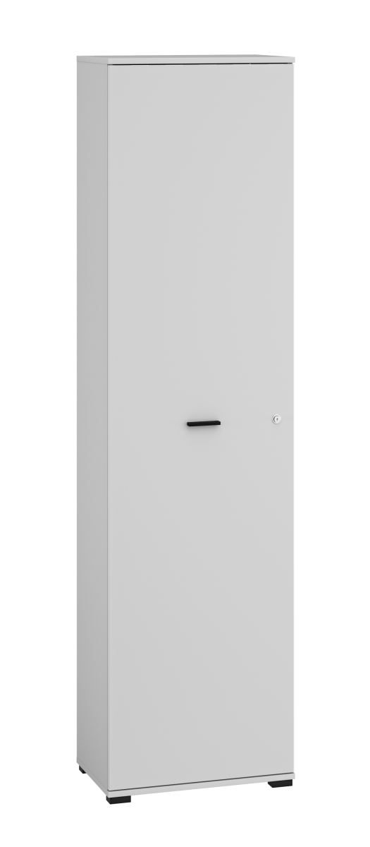 Kantoorkast / garderobekast Toivala 05, kleur: lichtgrijs - Afmetingen: 204 x 55 x 34 cm (H x B x D), met 1 deur en 2 vakken