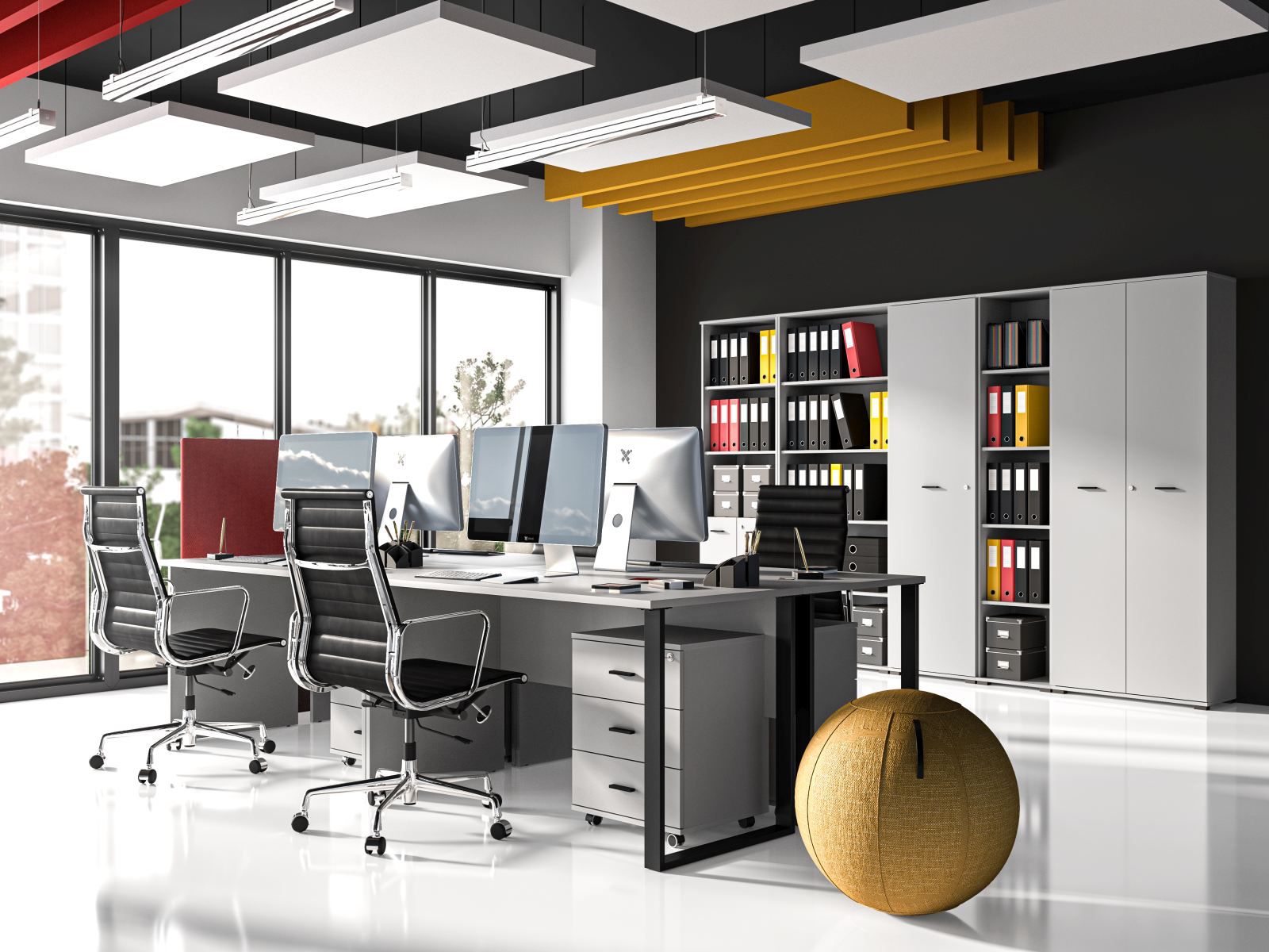 Office complete set B Toivala, 13-delig, kleur: lichtgrijs / zwart
