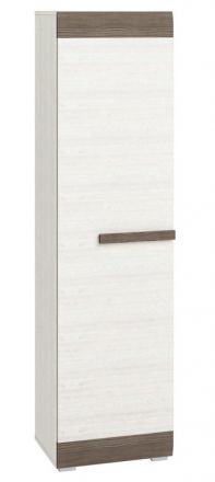 Kast Knoxville 03, kleur: wit grenen / grijs - Afmetingen: 202 x 54 x 42 cm (h x b x d), met 1 deur en 5 vakken