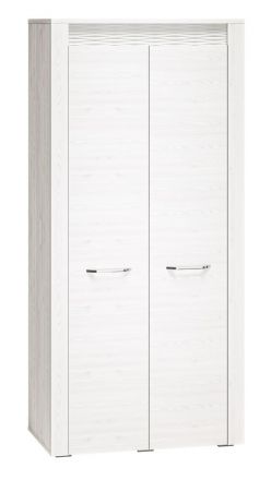 Draaideurkast / kledingkast Ullerslev 01 , kleur: wit grenen - Afmetingen: 200 x 92 x 55 cm (H x B x D), met 2 deuren en 5 vakken