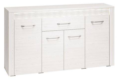 Dressoir / sideboard kast Ullerslev 08, kleur: wit grenen - Afmetingen: 94 x 165 x 40 cm (H x B x D), met 4 deuren, 1 lade en 6 vakken