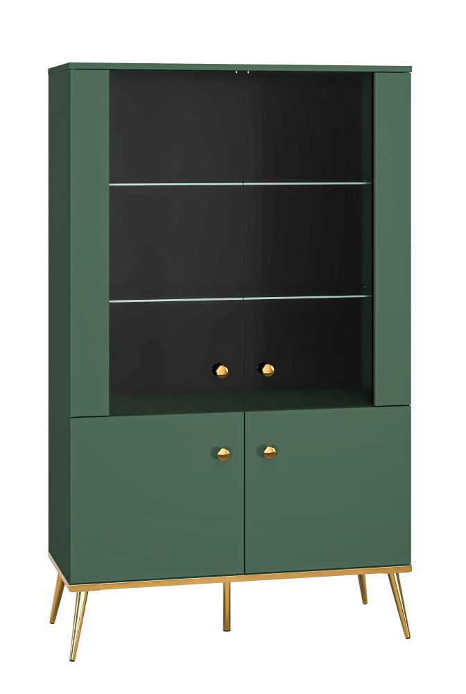 Vitrinekast Inari 02, kleur: bos groen - afmetingen: 152 x 92 x 40 cm (H x B x D), met 4 deuren en 4 vakken