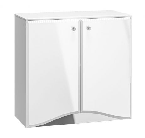 kast / ladekast Sydfalster 09, kleur: Wit / hoogglans wit - afmetingen: 85 x 87 x 41 cm (H x B x D), met twee deuren en twee vakken