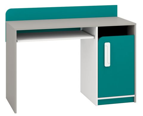 kinderkamer - bureau Renton 11, kleur: platina grijs / wit / blauwgroen - afmetingen: 91 x 120 x 52 cm (h x b x d), met 1 deur en 3 compartimenten
