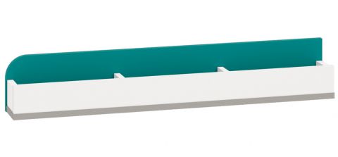 Kinderkamer - wandplank / hangrek Renton 14, kleur: platina grijs / wit / blauwgroen - afmetingen: 15 x 92 x 12 cm (h x b x d)