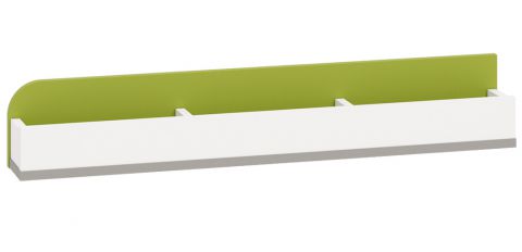 Kinderkamer - wandplank / hangrek Renton 14, kleur: platina grijs / wit / groen - afmetingen: 15 x 92 x 12 cm (h x b x d)