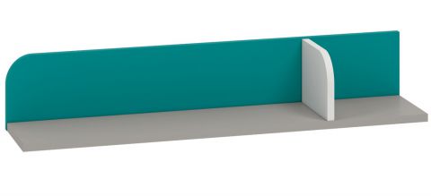 Kinderkamer - wandplank / hangrek Renton 15, kleur: platina grijs / wit / blauwgroen - afmetingen: 15 x 92 x 20 cm (h x b x d)