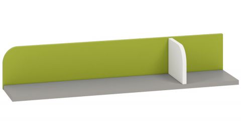 Kinderkamer - wandplank / hangrek Renton 15, kleur: platina grijs / wit / groen - afmetingen: 15 x 92 x 20 cm (h x b x d)