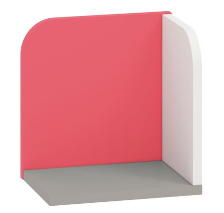 Kinderkamer - Hangplank / Wandplank Renton 16, Kleur: platina grijs / Wit / framboos rood - Afmetingen: 27 x 27 x 20 cm (H x B x D)