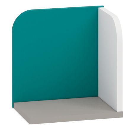 Kinderkamer - wandplank / hangrek Renton 16, kleur: platina grijs / wit / blauwgroen - afmetingen: 27 x 27 x 20 cm (h x b x d)