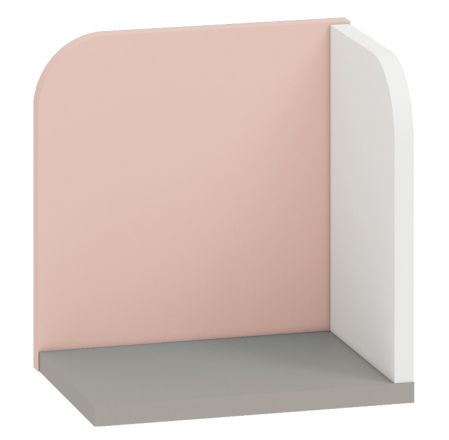 Kinderkamer - wandplank / hangrek Renton 16, kleur: platina grijs / wit / poederroze - afmetingen: 27 x 27 x 20 cm (h x b x d)