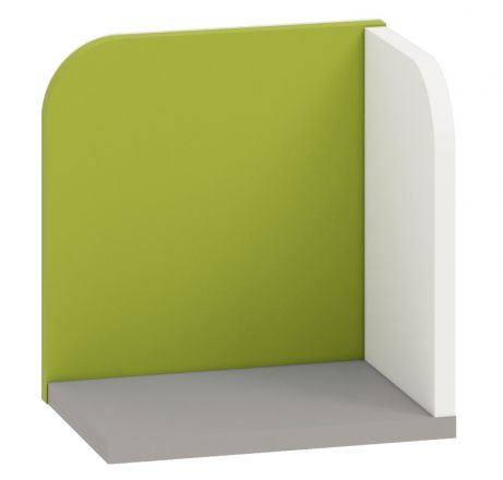 Kinderkamer - wandplank / hangrek Renton 16, kleur: platina grijs / wit / groen - afmetingen: 27 x 27 x 20 cm (h x b x d)