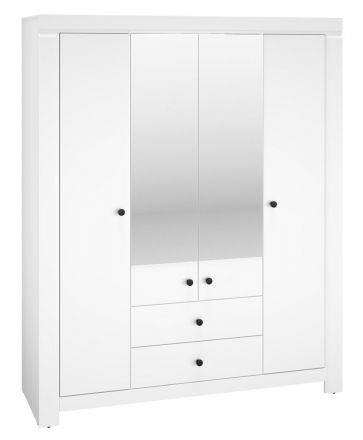 Draaideurkast / kledingkast Orivesi 02, kleur: wit - afmetingen: 201 x 163 x 57 cm (H x B x D), met 4 deuren, 2 laden en 6 vakken