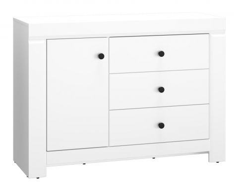 Dressoir / sideboard kast Orivesi 10, kleur: wit - afmetingen: 85 x 117 x 42 cm (H x B x D), met 1 deur, 3 laden en 2 vakken