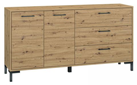 dressoir / sideboard kast  Pandrup 13, kleur: eiken - afmetingen: 83 x 159 x 40 cm (H x B x D), met 2 deuren, 3 laden en 2 vakken.