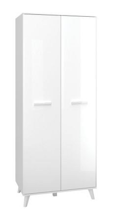 Draaideurkast / kledingkast Kaskinen 01, kleur: wit / glanzend wit - Afmetingen: 198 x 80 x 51 cm (H x B x D), met 2 deuren en 2 vakken