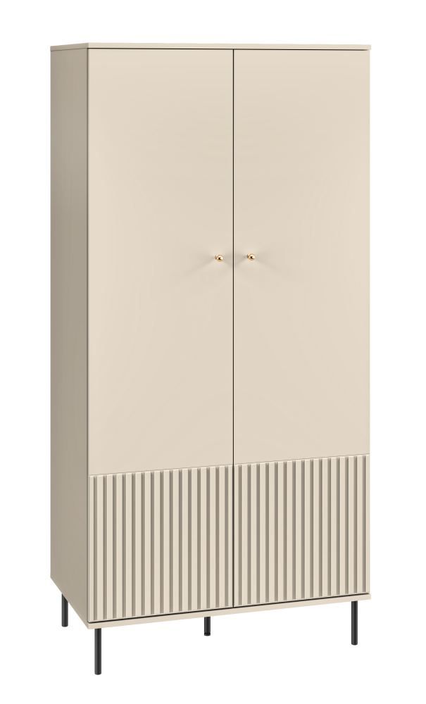 Kledingkast Petkula 01 met veel opbergruimte, kleur: Licht beige - afmetingen: 190 x 92 x 53 cm (H x B x D), met 2 deuren en 2 vakken