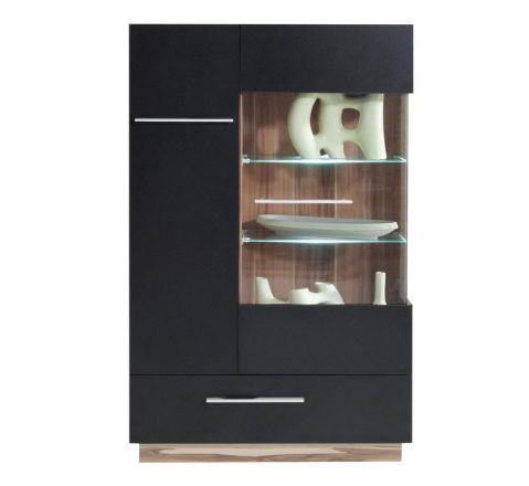 highboard kast "Tinlot" 04, zwart / kleur walnoot - Afmetingen: 141 x 90 x 40 cm (H x B x D)