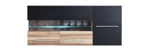 Hangkast "Tinlot" 10, zwart / kleur walnoot - Afmetingen: 55 x 130 x 35 cm (H x B x D)
