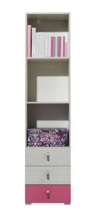 Kinderkamer - Kast "Felipe" 05, Roze / Wit - Afmetingen: 190 x 45 x 40 cm (H x B x D)
