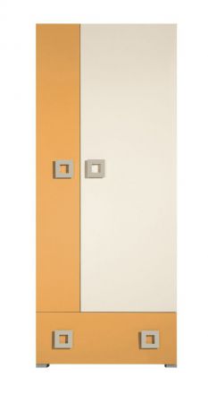 Jeugdkamer / tienerkamer draaideurkast / kleerkast Namen 01, kleur: oranje / beige - afmetingen: 197 x 80 x 52 cm (h x b x d)