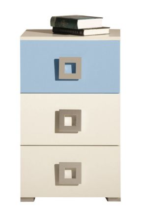Jeugdkamer / tienerkamer ladekast Namur 09, kleur: blauw/beige - afmetingen: 76 x 45 x 44 cm (h x b x d)