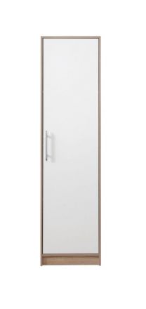Draaideurkast / kledingkast Hannut 10, kleur: wit / eiken - Afmetingen: 190 x 50 x 56 cm (H x B x D)