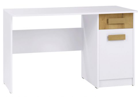 Schreibtisch Fafe 19, Farbe: Eiche Riviera / Weiß - Abmessungen: 76 x 125 x 53 cm (H x B x T)