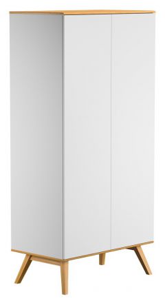 Draaideurkast / kledingkast Naema 04, kleur: wit / eik - Afmetingen: 208 x 100 x 58 cm (H x B x D)