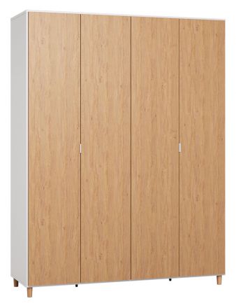 Draaideurkast / kledingkast Arbolita 41, kleur: wit / eik - Afmetingen: 239 x 185 x 57 cm (H x B x D)