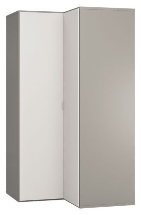 Draaideurkast / hoekkledingkast Bellaco 18, kleur: grijs / wit - Afmetingen: 187 x 102 x 104 cm (H x B x D)
