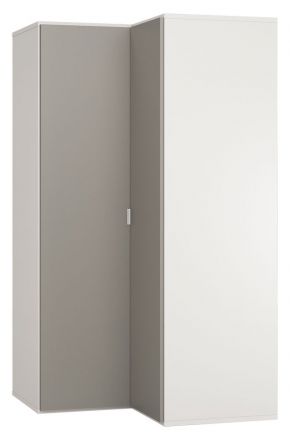 Draaideurkast / hoekkledingkast Bellaco 39, kleur: wit / grijs - Afmetingen: 187 x 102 x 104 cm (H x B x D)
