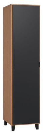 Draaideurkast / kledingkast Leoncho 12, kleur: eiken / zwart - Afmetingen: 195 x 47 x 57 cm (H x B x D)