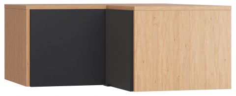 opzetkast voor hoekkledingkast Leoncho 14, kleur: eiken / zwart - Afmetingen: 45 x 102 x 104 cm (H x B x D)