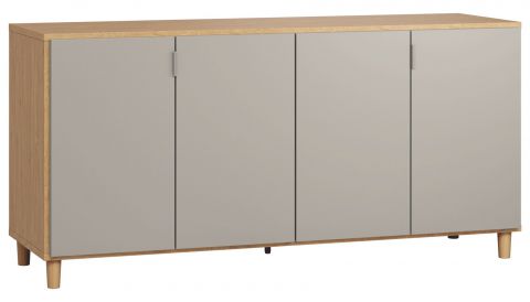Ladekast / dressoir Nanez 04, kleur: eiken / grijs - Afmetingen: 78 x 160 x 47 cm (H x B x D)