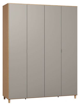 Draaideurkast / kledingkast Nanez 15, kleur: eiken / grijs - Afmetingen: 239 x 185 x 57 cm (H x B x D)