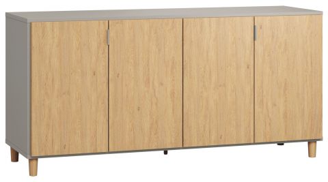 Ladekast /sideboard Nanez 26, kleur: grijs / eiken - Afmetingen: 78 x 160 x 47 cm (h x b x d)