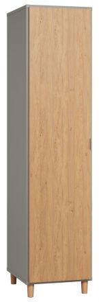 Draaideurkast / kledingkast Nanez 34, kleur: grijs / eiken - Afmetingen: 195 x 47 x 57 cm (H x B x D)