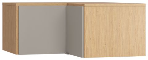 opzetkast voor hoekkledingkast Nanez 14, kleur: eiken / grijs - Afmetingen: 45 x 102 x 104 cm (H x B x D)