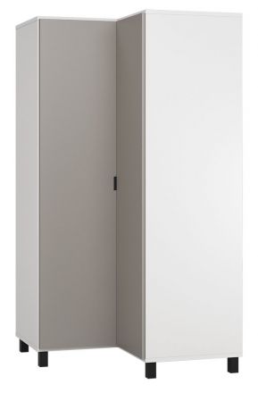 Draaideurkast / hoekkledingkast Pantanoso 14, kleur: wit / grijs - Afmetingen: 195 x 102 x 104 cm (H x B x D)
