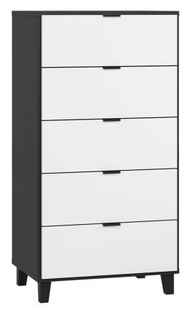 Ladekast /dressoir Vacas 31, kleur: zwart / wit - afmetingen: 122 x 63 x 47 cm (h x b x d)