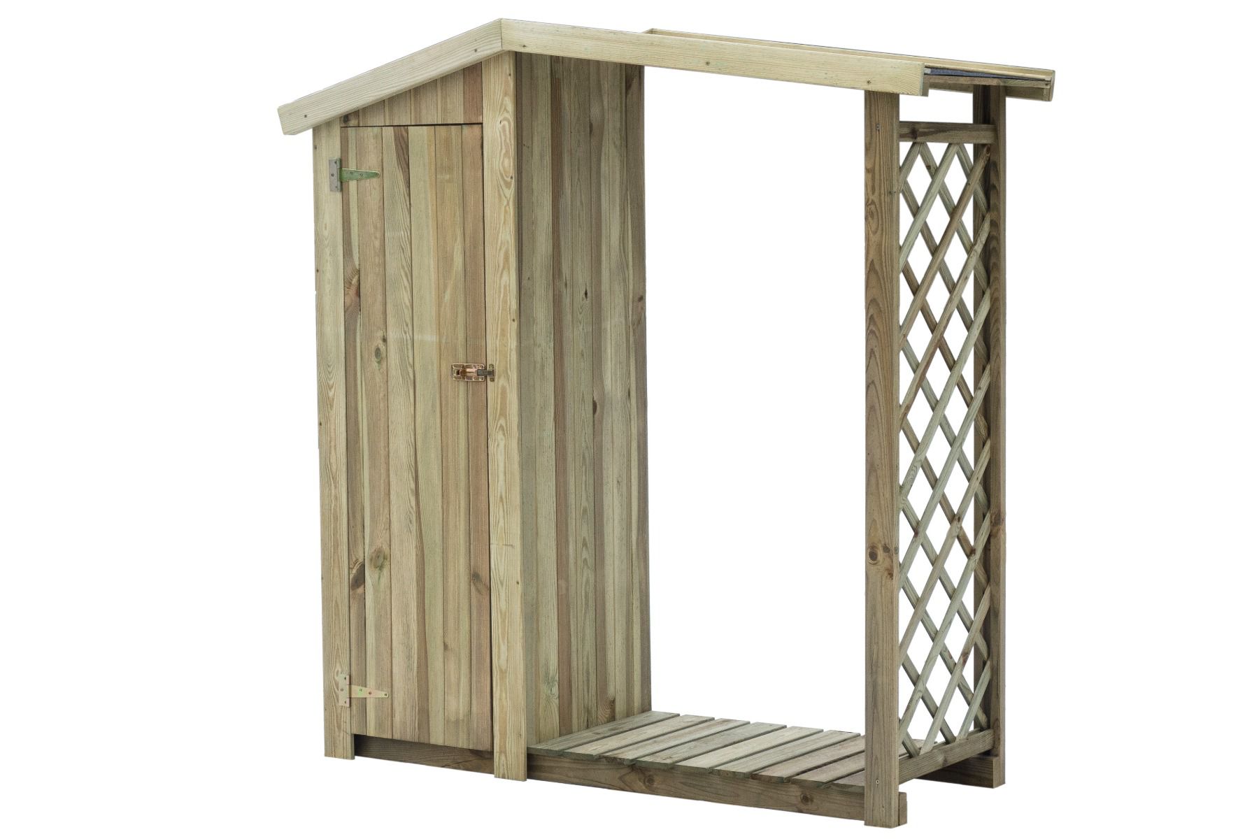Schuilplaats voor brandhout met kast - Afmetingen: 160 x 56 x 180 cm (L x B x H) 