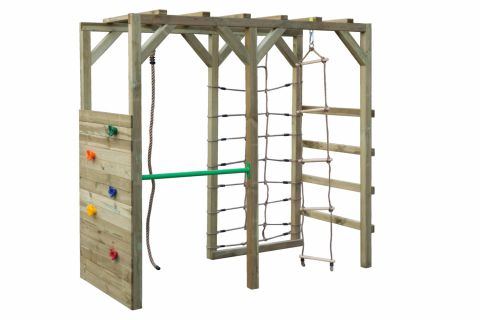 Klimsteiger S10 incl. klimwand, houten ladder, klimnet, touwladder, klimtouw en duikelstang - Afmetingen: 220 x 100 cm (B x D)