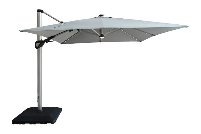 Austin parasol met verlichting op zonne-energie gemaakt van aluminium - Afmetingen: 3500 x 3500 mm