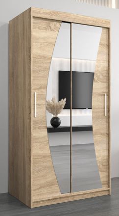Schuifdeurkast / kleerkast Combin 01 met spiegel, kleur: sonoma eiken - afmetingen: 200 x 100 x 62 cm (H x B x D)