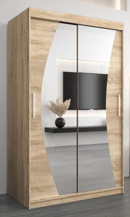 Schuifdeurkast / kleerkast Combin 02 met spiegel, kleur: sonoma eiken - afmetingen: 200 x 120 x 62 cm (H x B x D)