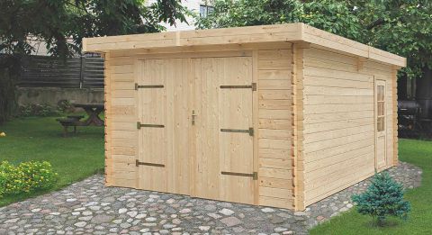 Houten garage T19 - 44 mm houten woning, grondoppervlakte: 21,80 m², plat dak