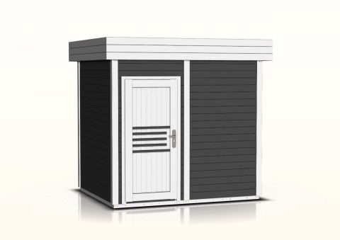Buiten sauna / saunahuis Tihama 40 mm, buitenafmetingen (B x D): 254 x 204 cm - kleur: antraciet / wit